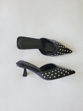 NWOB Jason Wu Black Studded Point Toe Mule Heels